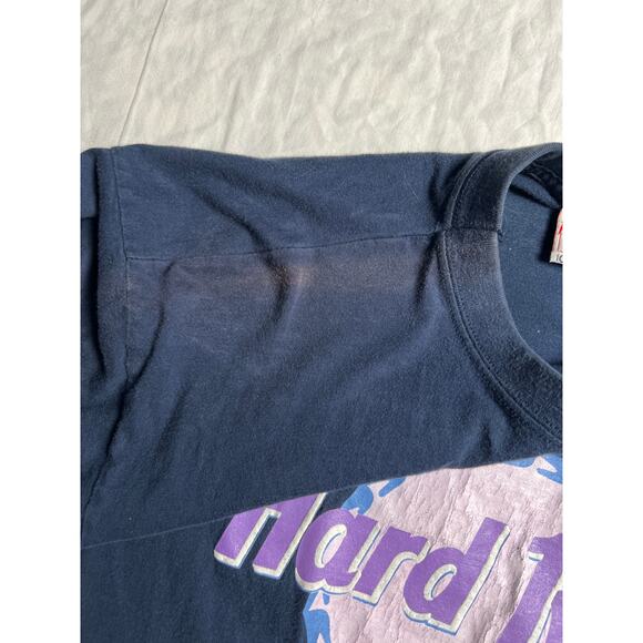 Vintage Hard Rock 100% Cotton Navy Amsterdam T-shirt Size XL - Picture 8 of 8